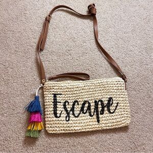 Summer Vacation Woven Crossbody Bag with Multicolor Tassels